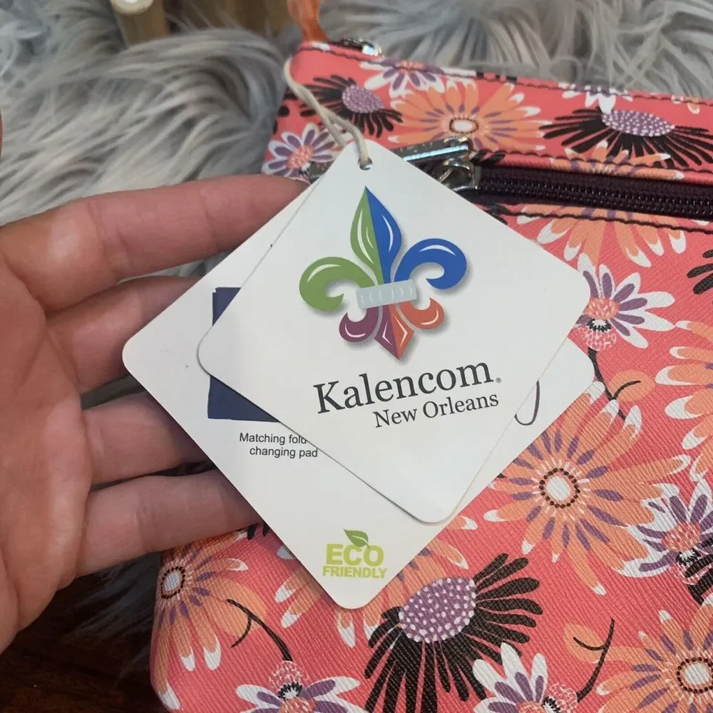 Kalencom Diaper Clutch Bag Changing Pad Orange Floral New